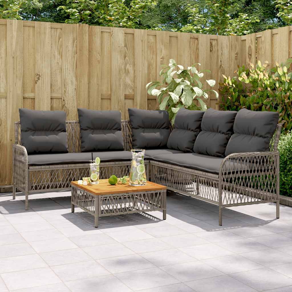 vidaXL 2-delige Loungeset met kussens poly rattan zwart