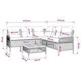 vidaXL 2-delige Loungeset met kussens poly rattan zwart