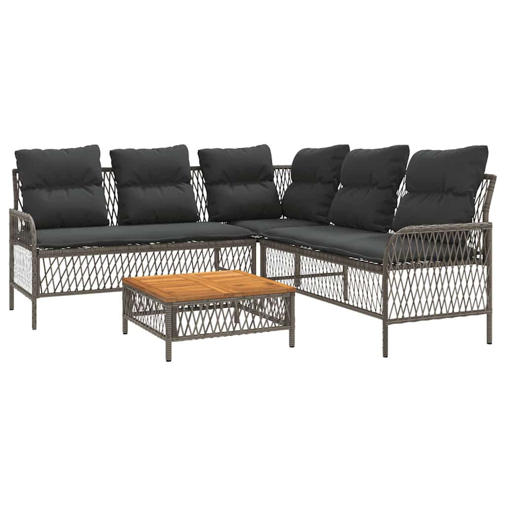 vidaXL 2-delige Loungeset met kussens poly rattan zwart