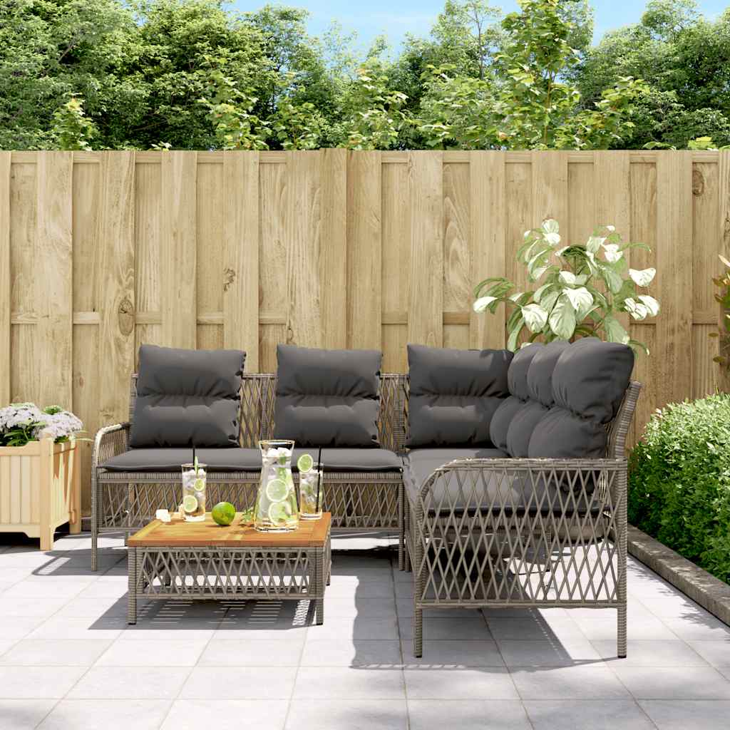 vidaXL 2-delige Loungeset met kussens poly rattan zwart