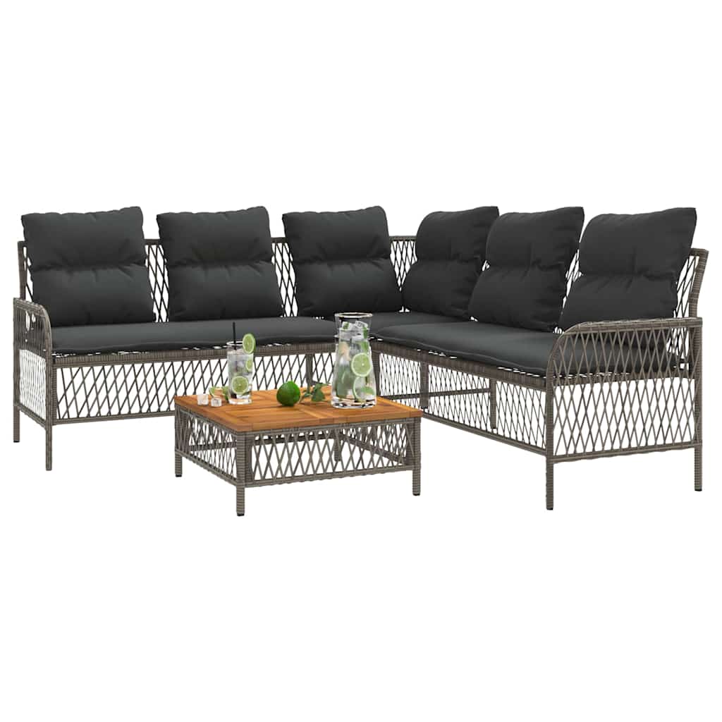 vidaXL 2-delige Loungeset met kussens poly rattan zwart