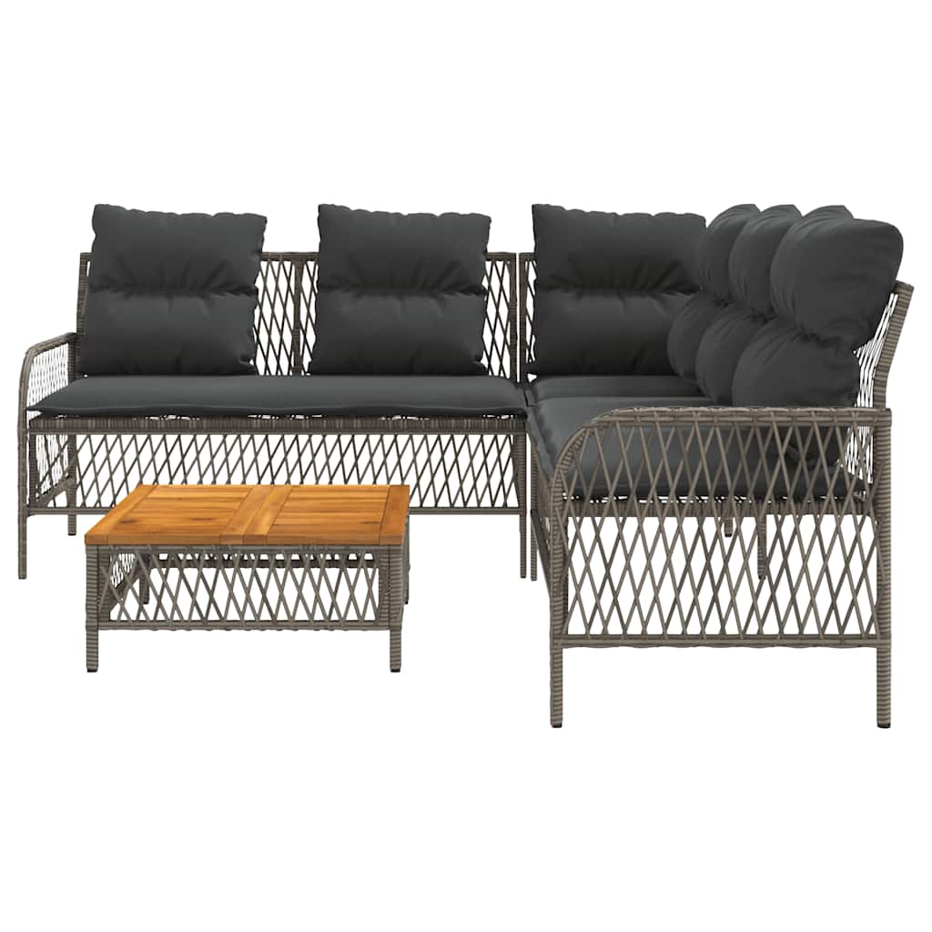 vidaXL 2-delige Loungeset met kussens poly rattan zwart