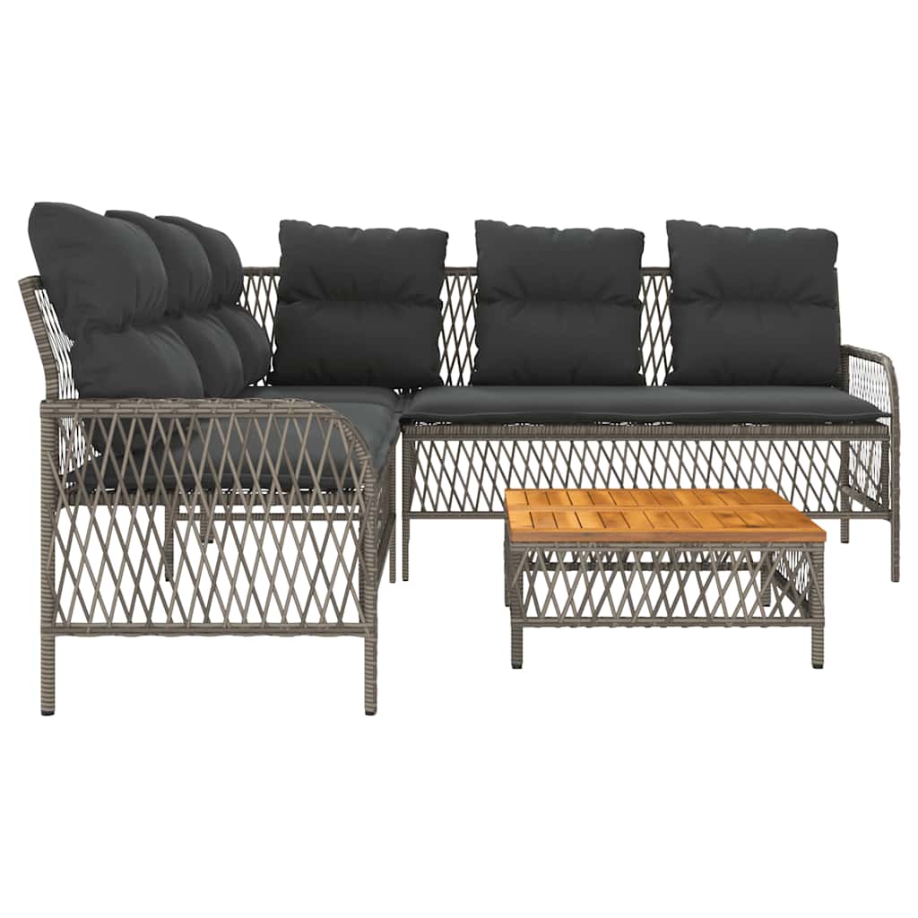 vidaXL 2-delige Loungeset met kussens poly rattan zwart