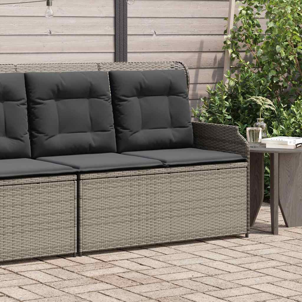 vidaXL Tuinbankje verstelbaar met kussens poly rattan zwart