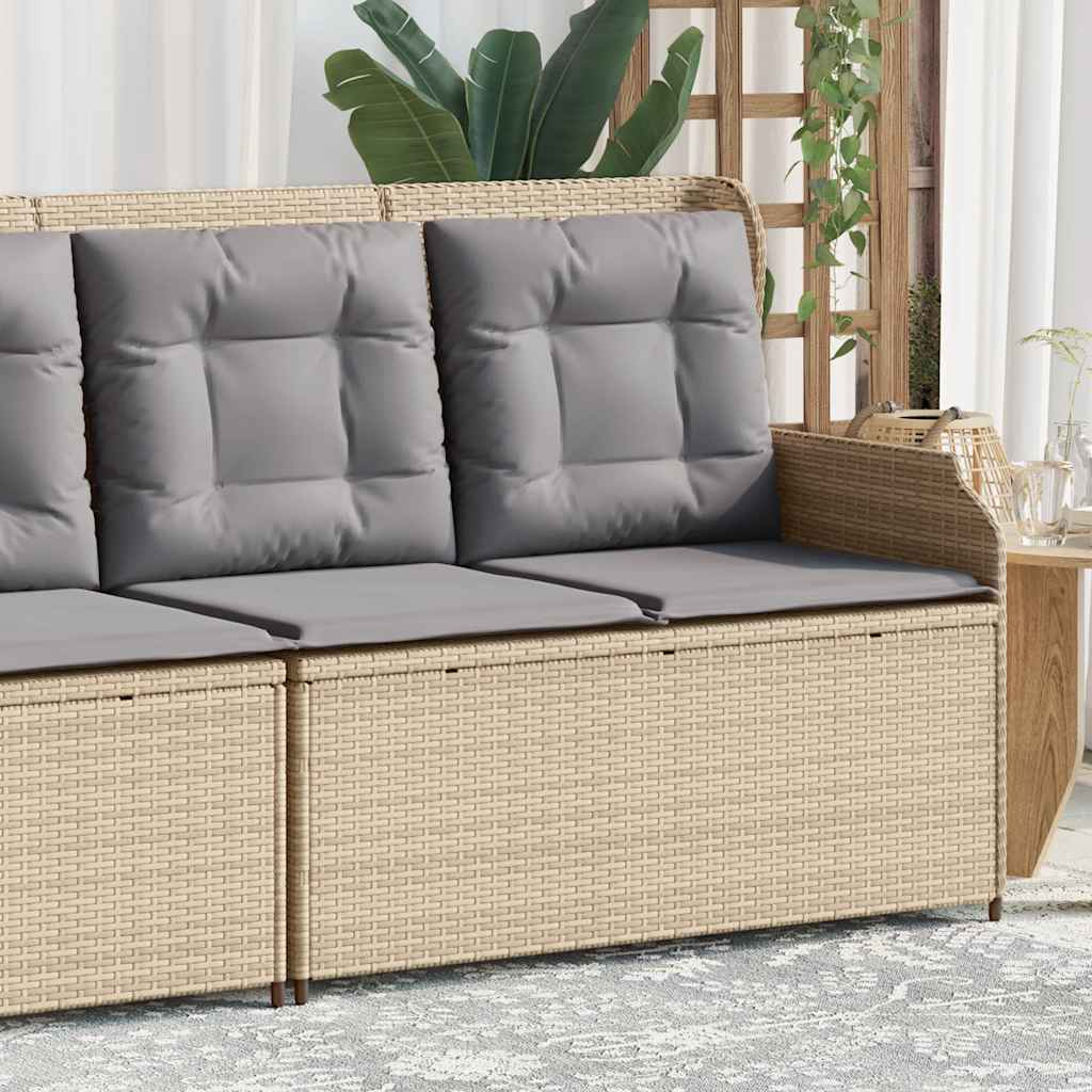 vidaXL Tuinbankje verstelbaar met kussens poly rattan zwart