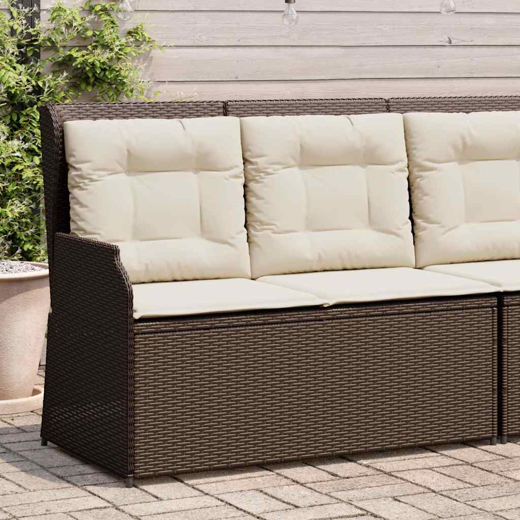 vidaXL Tuinbankje verstelbaar met kussens poly rattan zwart