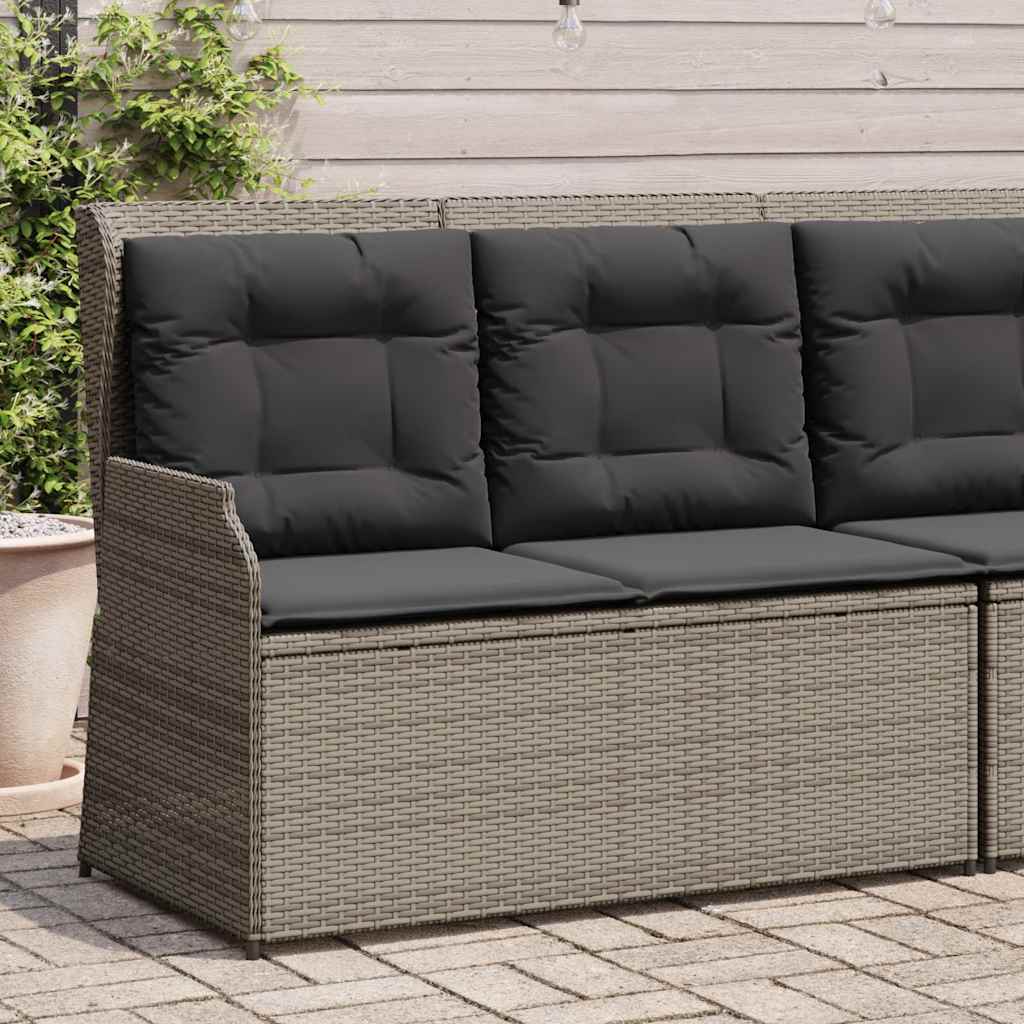 vidaXL Tuinbankje verstelbaar met kussens poly rattan zwart