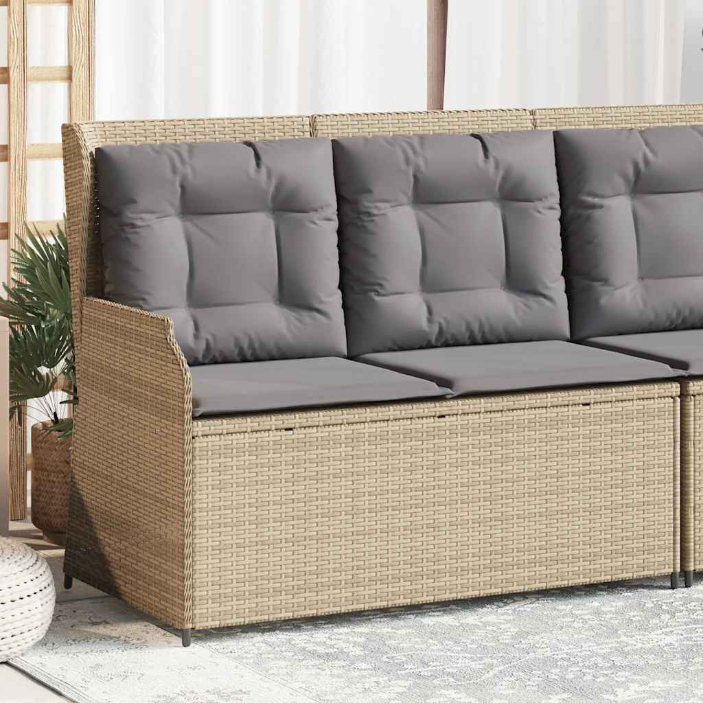 vidaXL Tuinbankje verstelbaar met kussens poly rattan zwart
