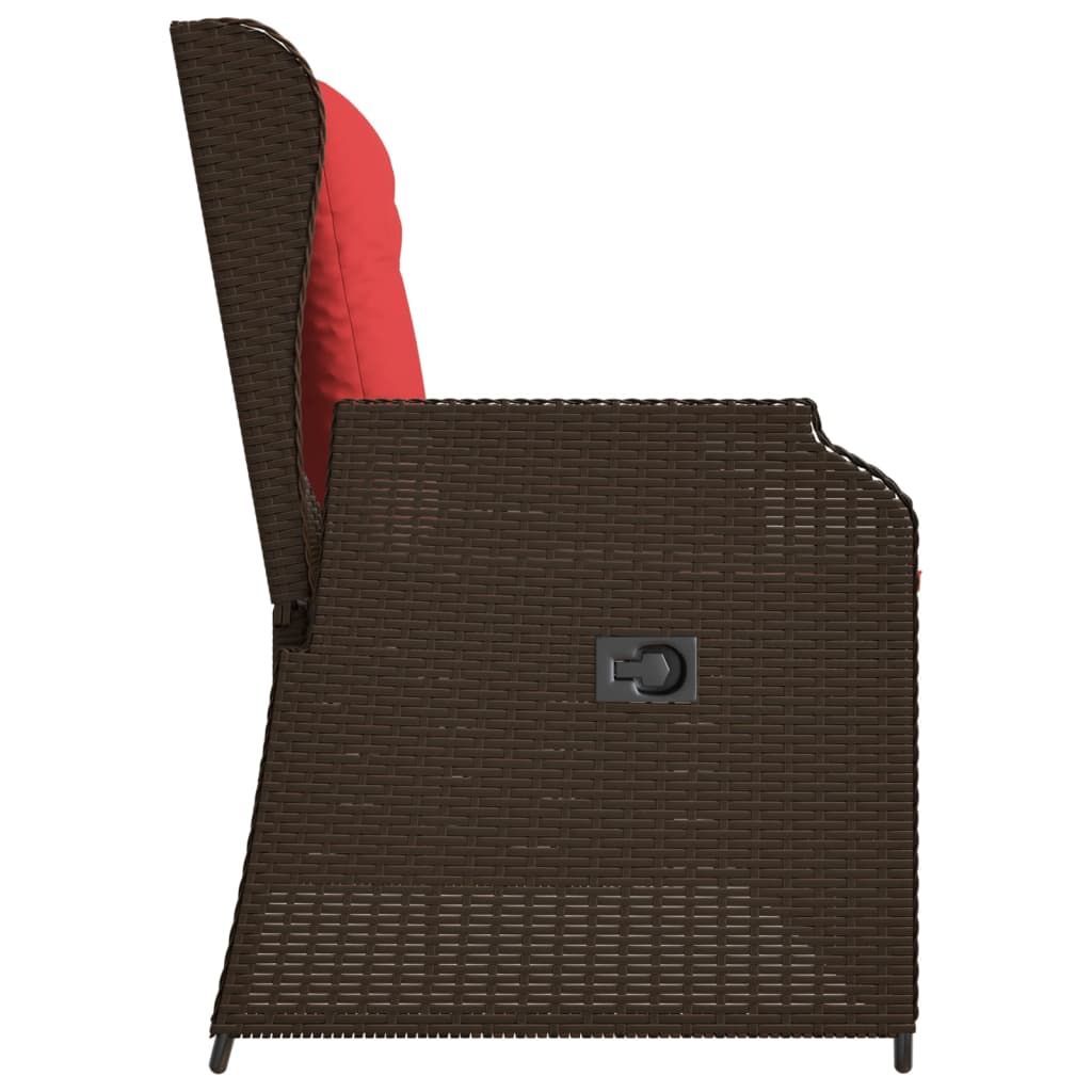vidaXL Ligbank voor in de tuin met kussens bruin poly rattan