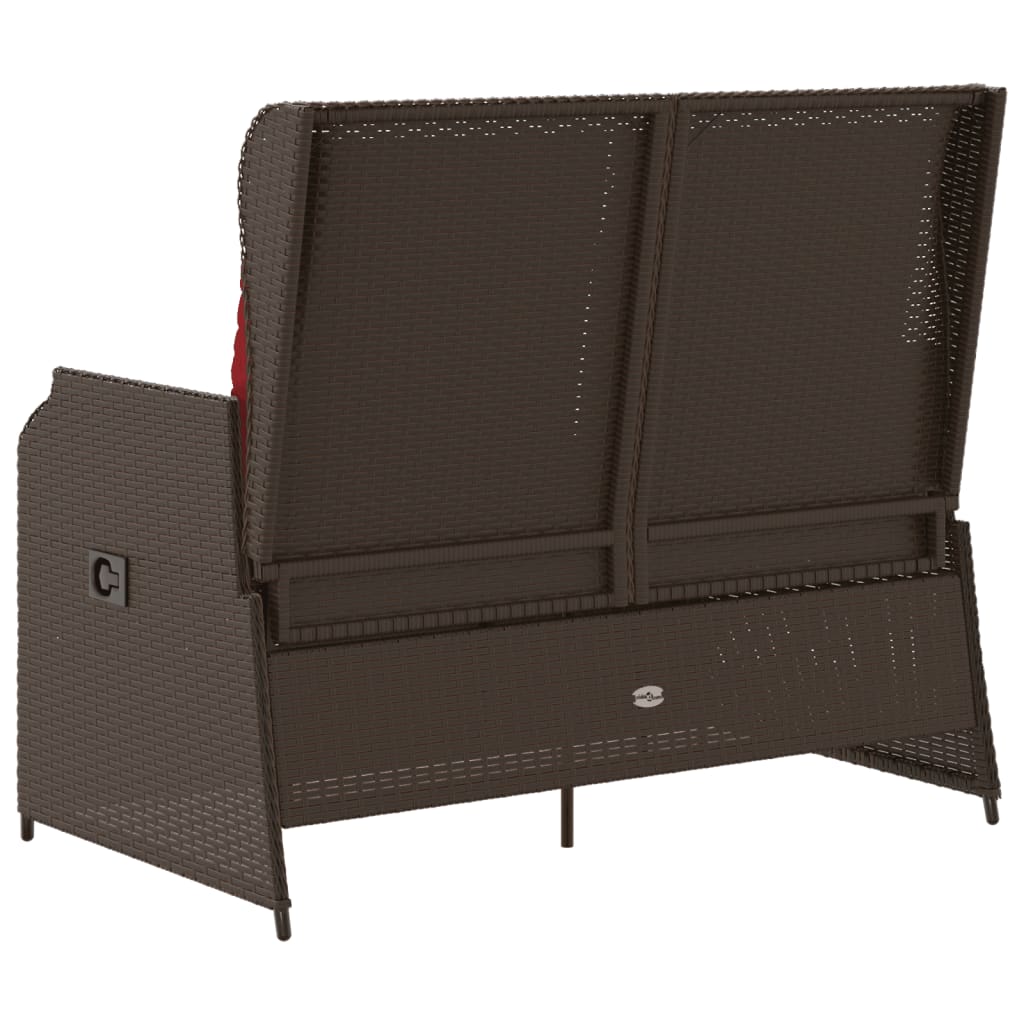 vidaXL Ligbank voor in de tuin met kussens bruin poly rattan