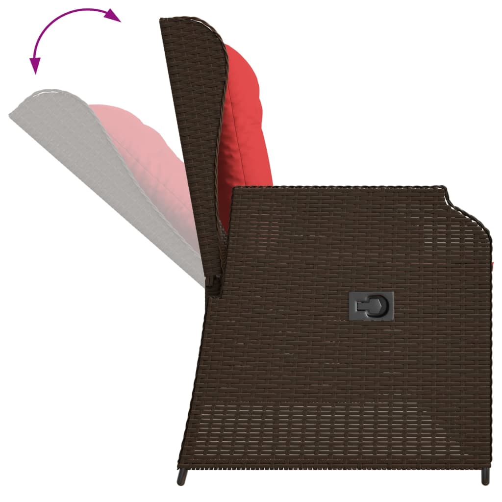 vidaXL Ligbank voor in de tuin met kussens bruin poly rattan
