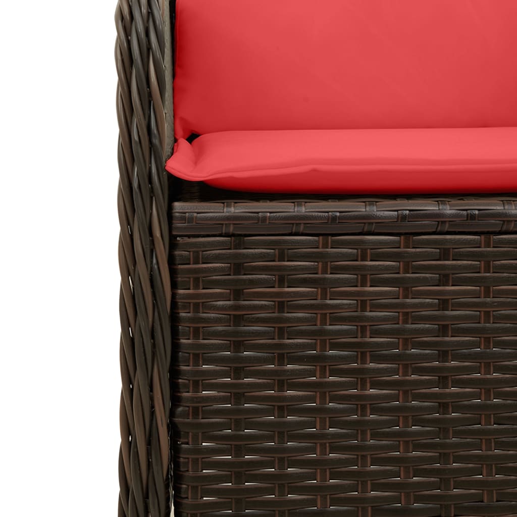 vidaXL Ligbank voor in de tuin met kussens bruin poly rattan