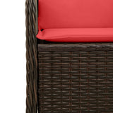 vidaXL Ligbank voor in de tuin met kussens bruin poly rattan