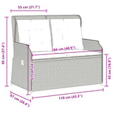 vidaXL Ligbank voor in de tuin met kussens bruin poly rattan