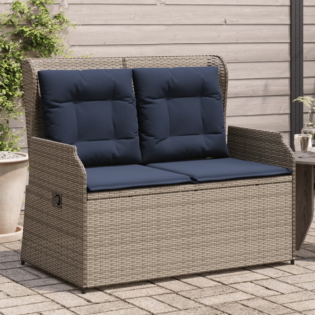 vidaXL Ligbank voor in de tuin met kussens bruin poly rattan