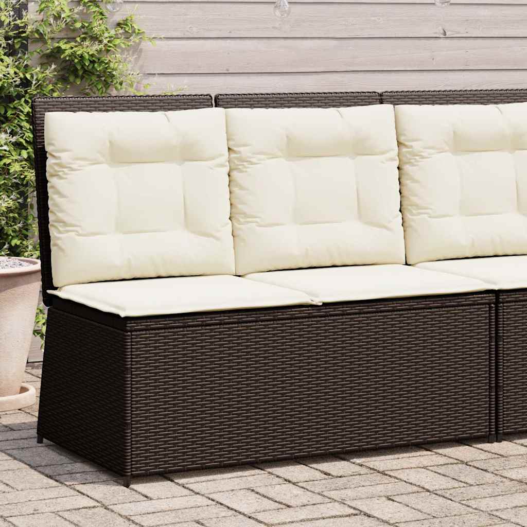 vidaXL Tuinbankje verstelbaar met kussens poly rattan zwart