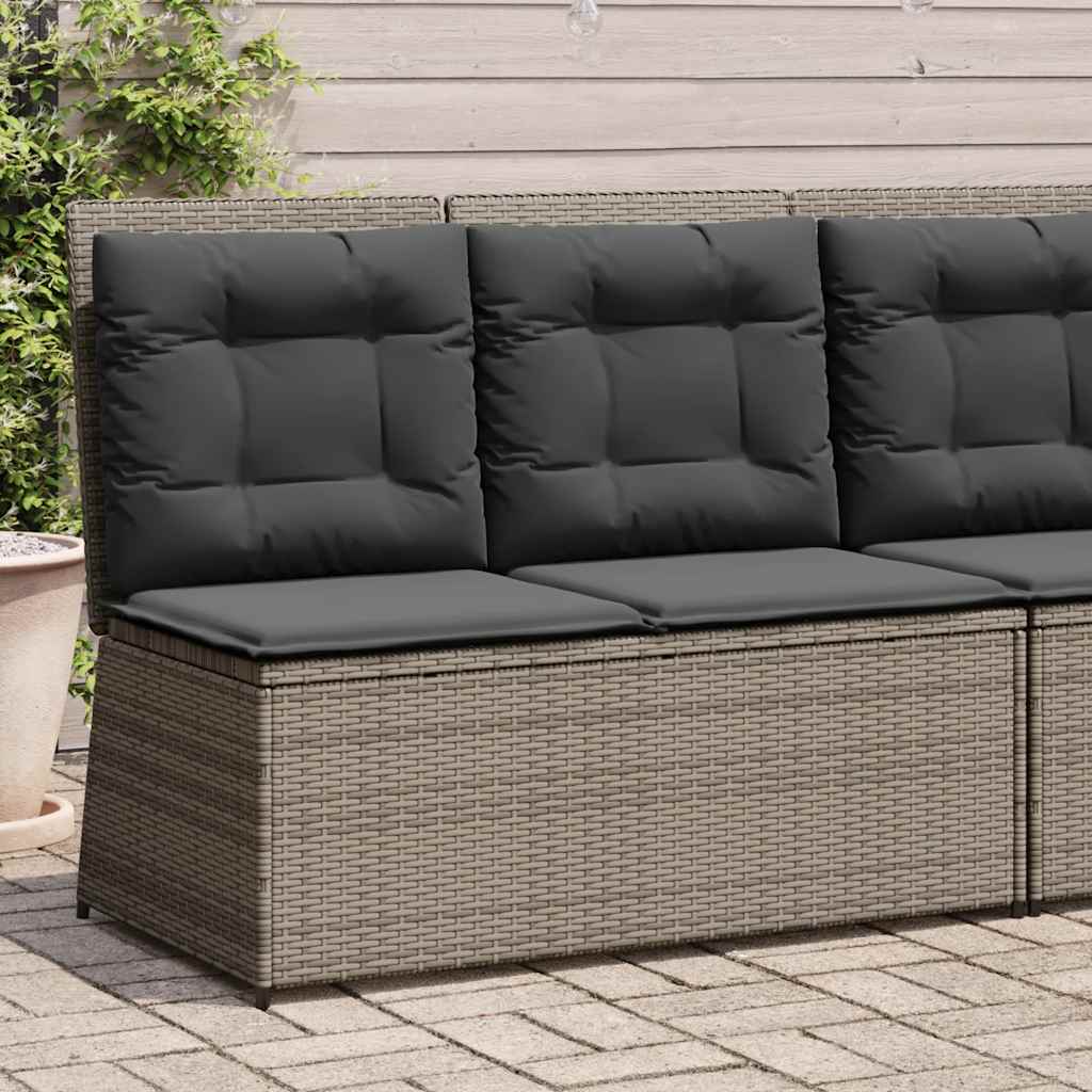 vidaXL Tuinbankje verstelbaar met kussens poly rattan zwart