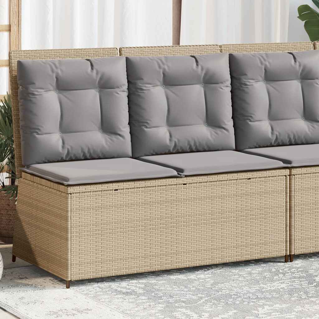 vidaXL Tuinbankje verstelbaar met kussens poly rattan zwart