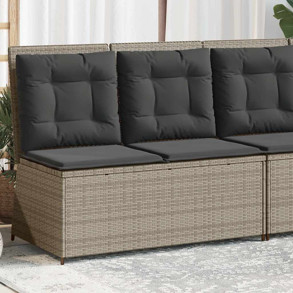 vidaXL Tuinbankje verstelbaar met kussens poly rattan zwart