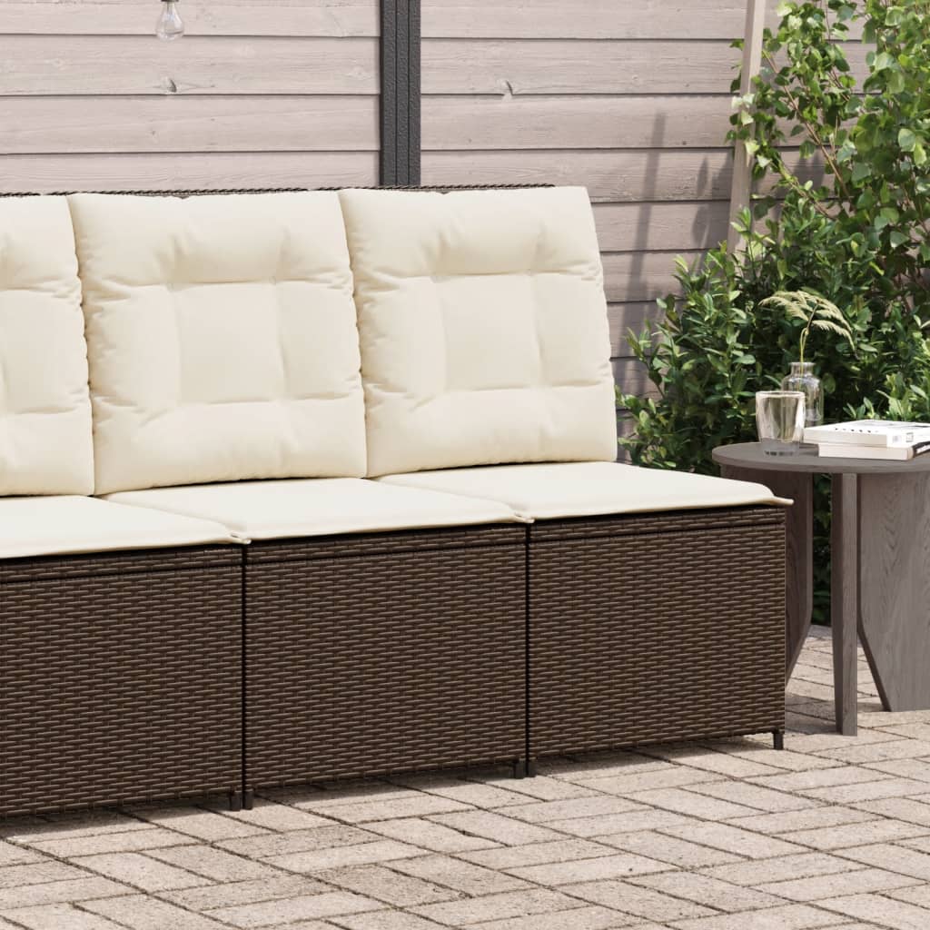vidaXL Tuinbankje verstelbaar met kussens poly rattan zwart