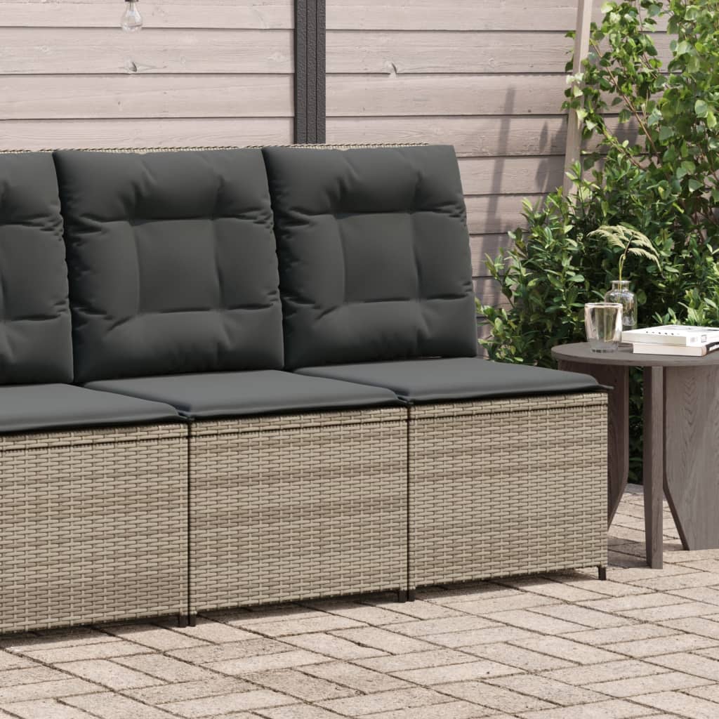 vidaXL Tuinbankje verstelbaar met kussens poly rattan zwart