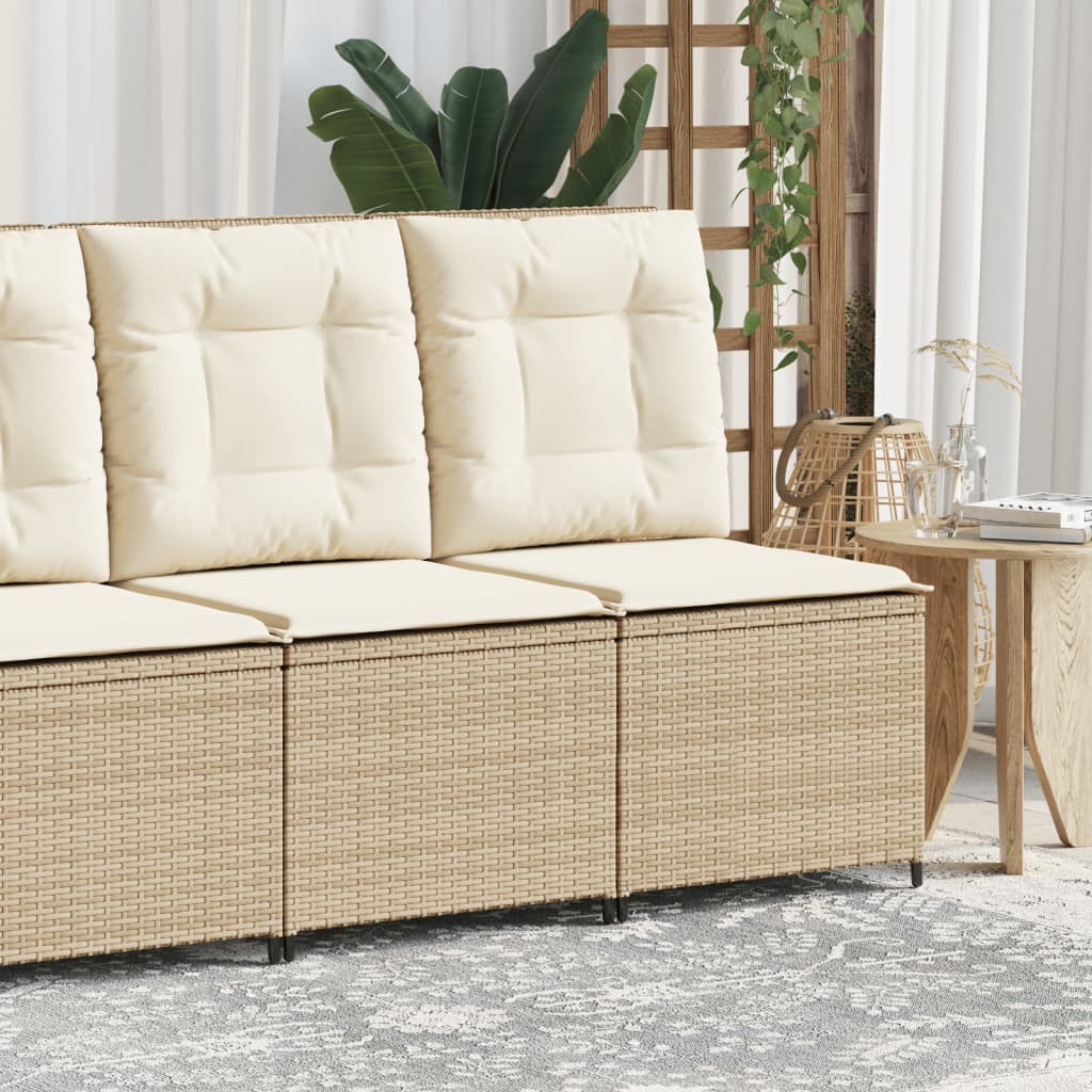 vidaXL Tuinbankje verstelbaar met kussens poly rattan zwart