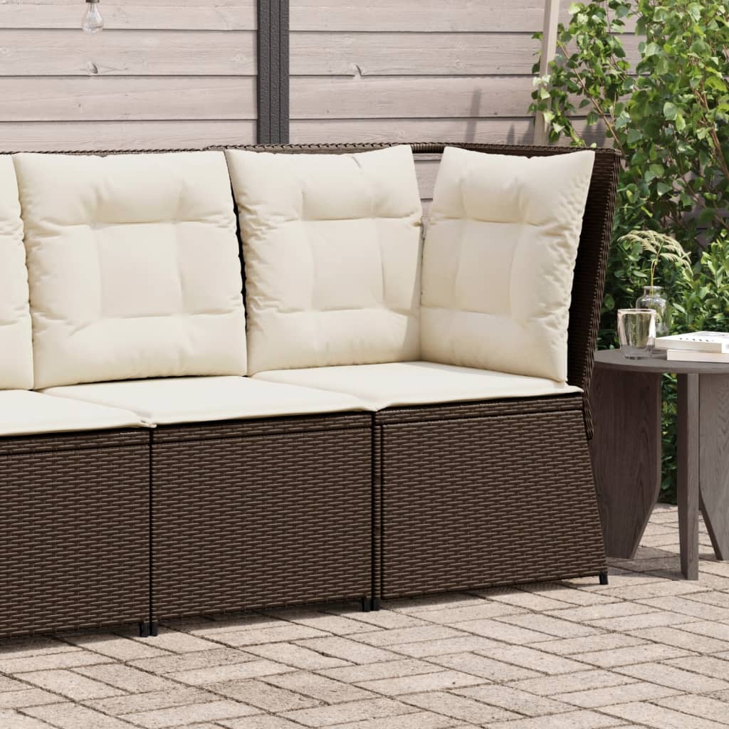 vidaXL Tuinbankje verstelbaar met kussens poly rattan zwart