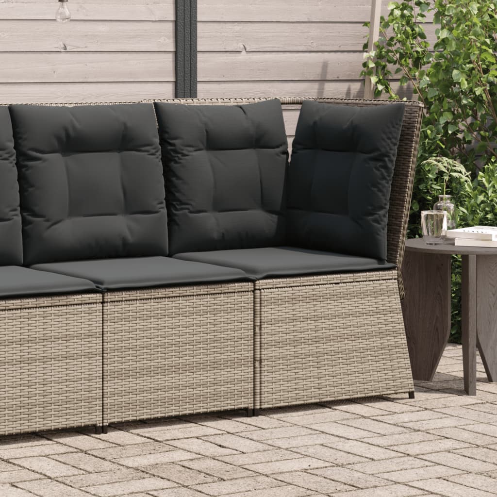 vidaXL Tuinbankje verstelbaar met kussens poly rattan zwart