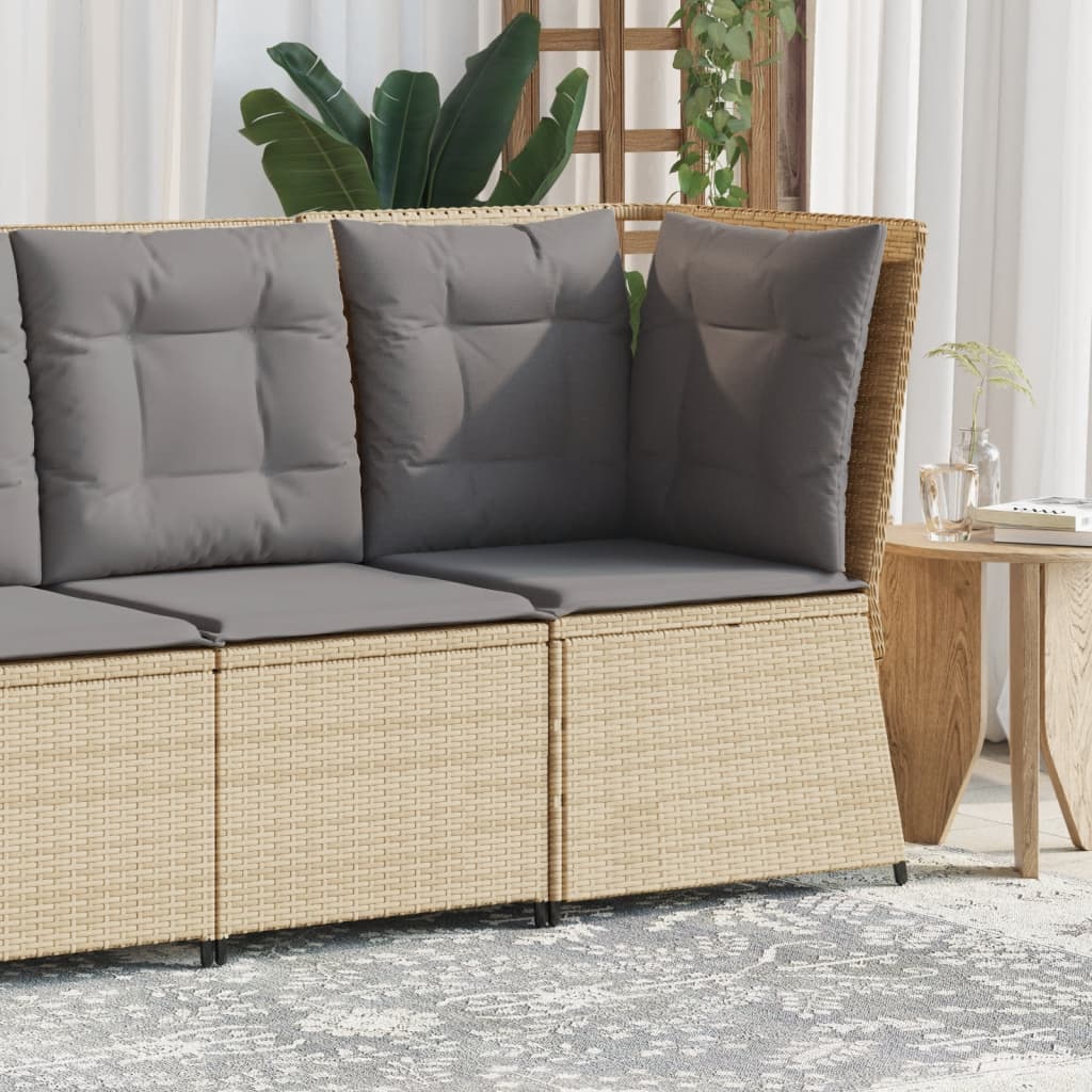 vidaXL Tuinbankje verstelbaar met kussens poly rattan zwart