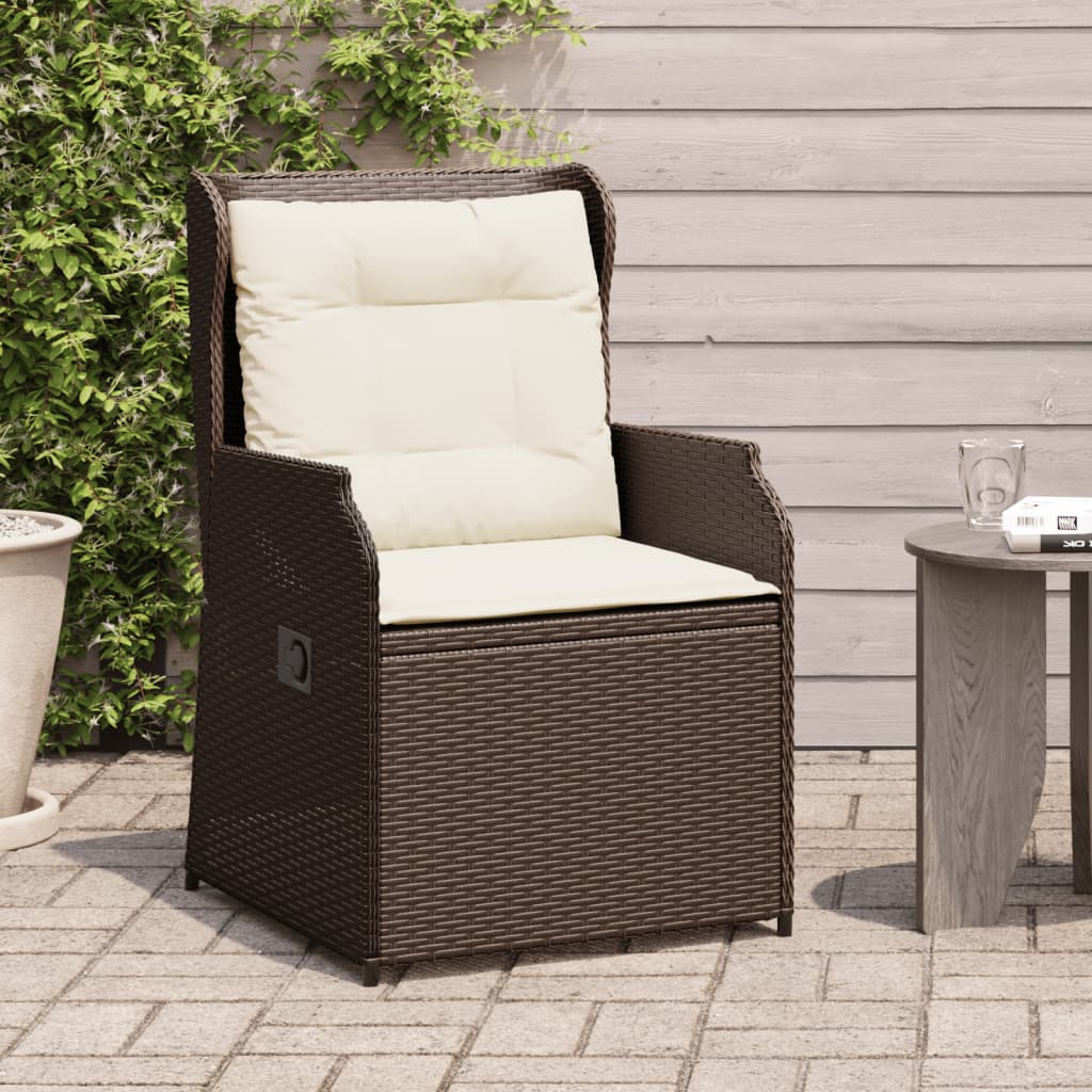 vidaXL Tuinbankje verstelbaar met kussens poly rattan zwart