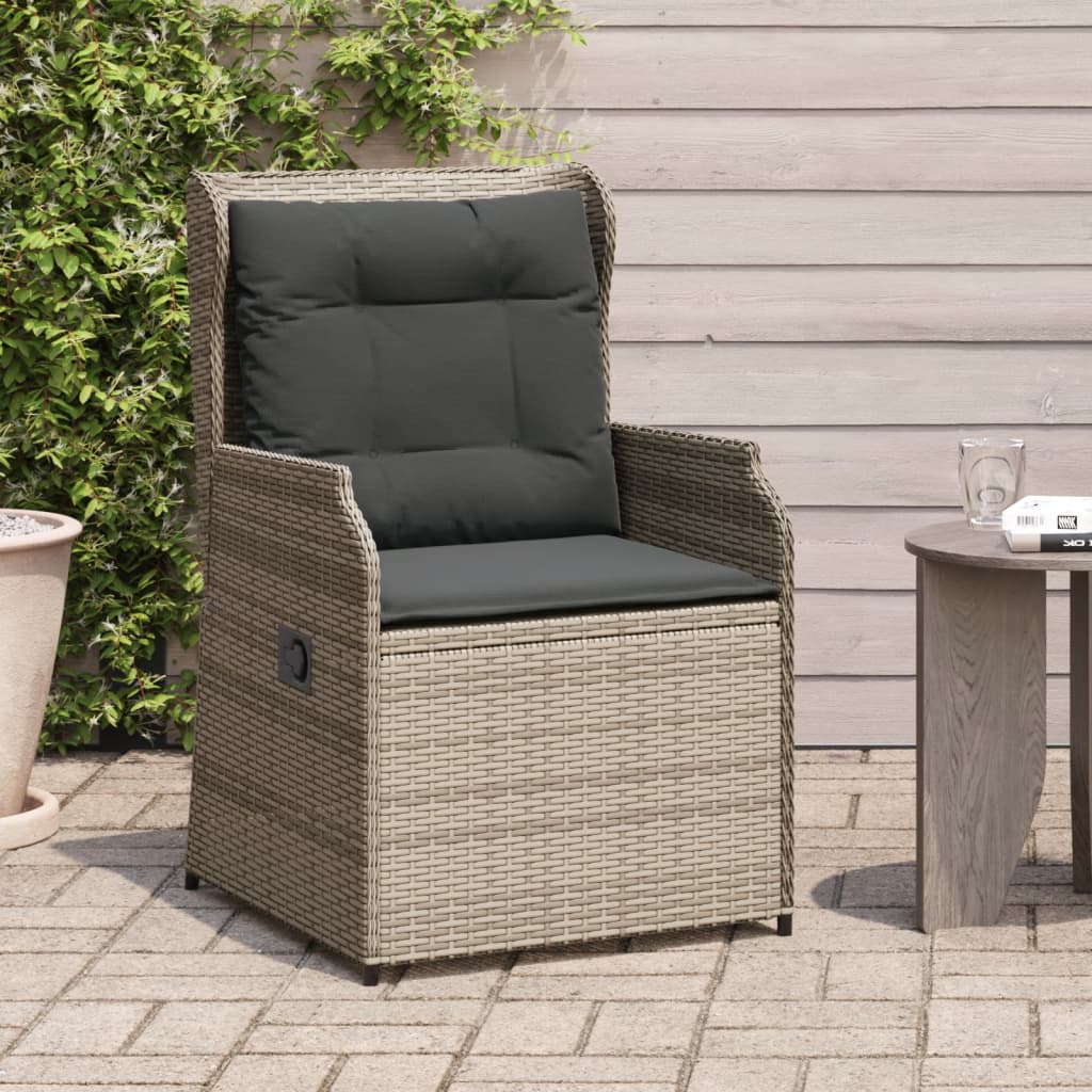 vidaXL Tuinbankje verstelbaar met kussens poly rattan zwart