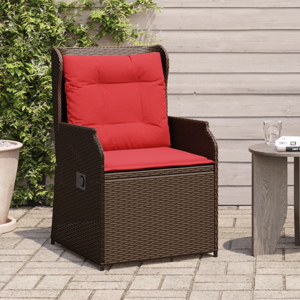 vidaXL Ligbank voor in de tuin met kussens bruin poly rattan