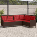 vidaXL Tuinbank met kussens L-vormig bruin poly rattan