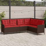 vidaXL Tuinbank met kussens L-vormig bruin poly rattan