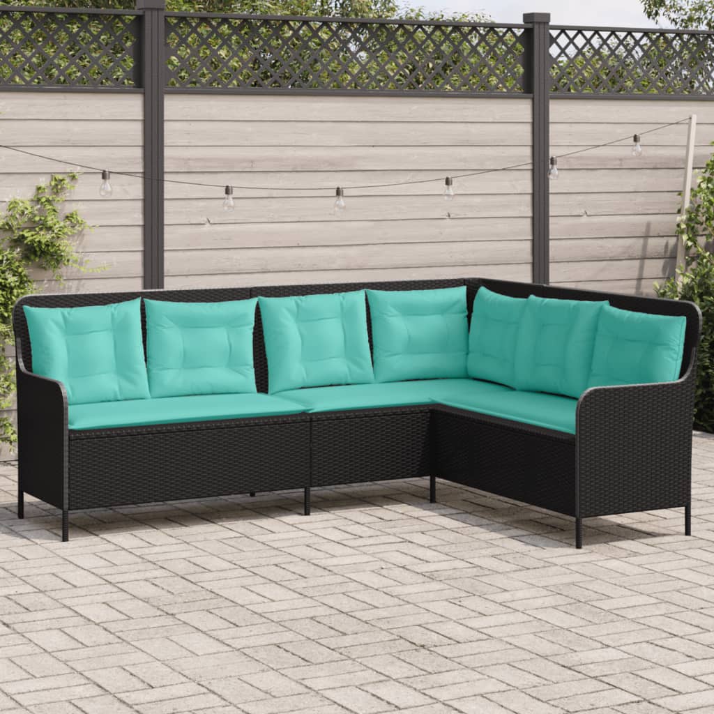 vidaXL Tuinbank met kussens L-vormig bruin poly rattan