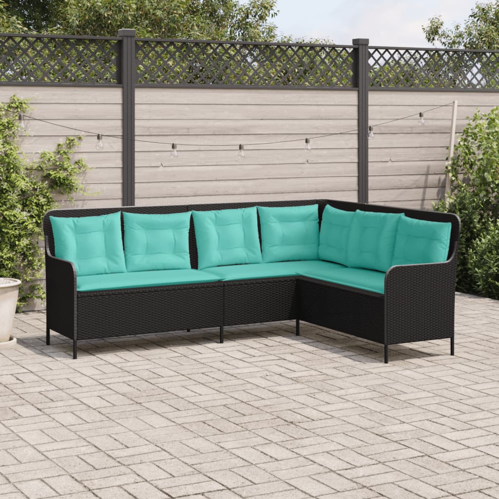 vidaXL Tuinbank met kussens L-vormig bruin poly rattan
