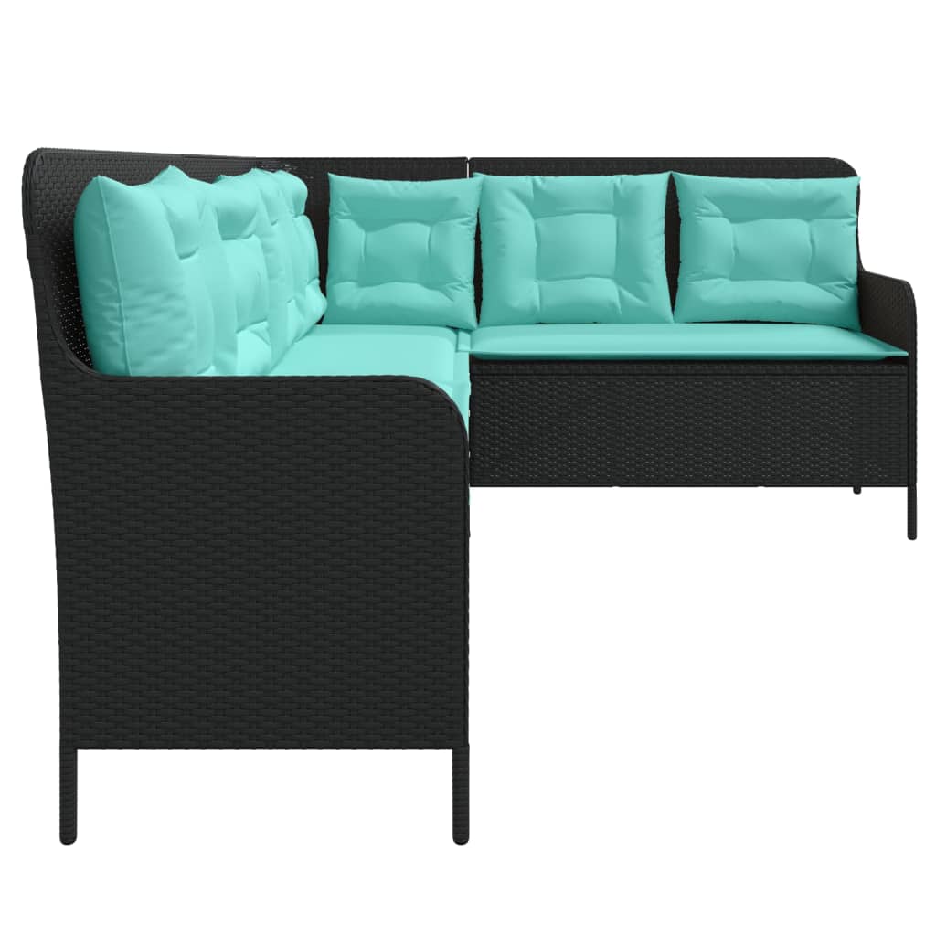 vidaXL Tuinbank met kussens L-vormig bruin poly rattan