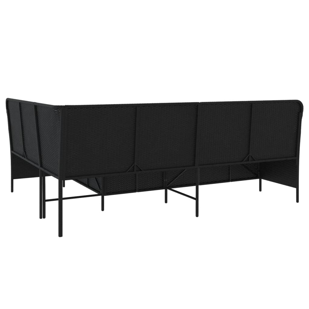 vidaXL Tuinbank met kussens L-vormig bruin poly rattan
