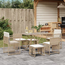 vidaXL 7-delige Tuinset met kussens poly rattan zwart