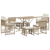 vidaXL 7-delige Tuinset met kussens poly rattan zwart