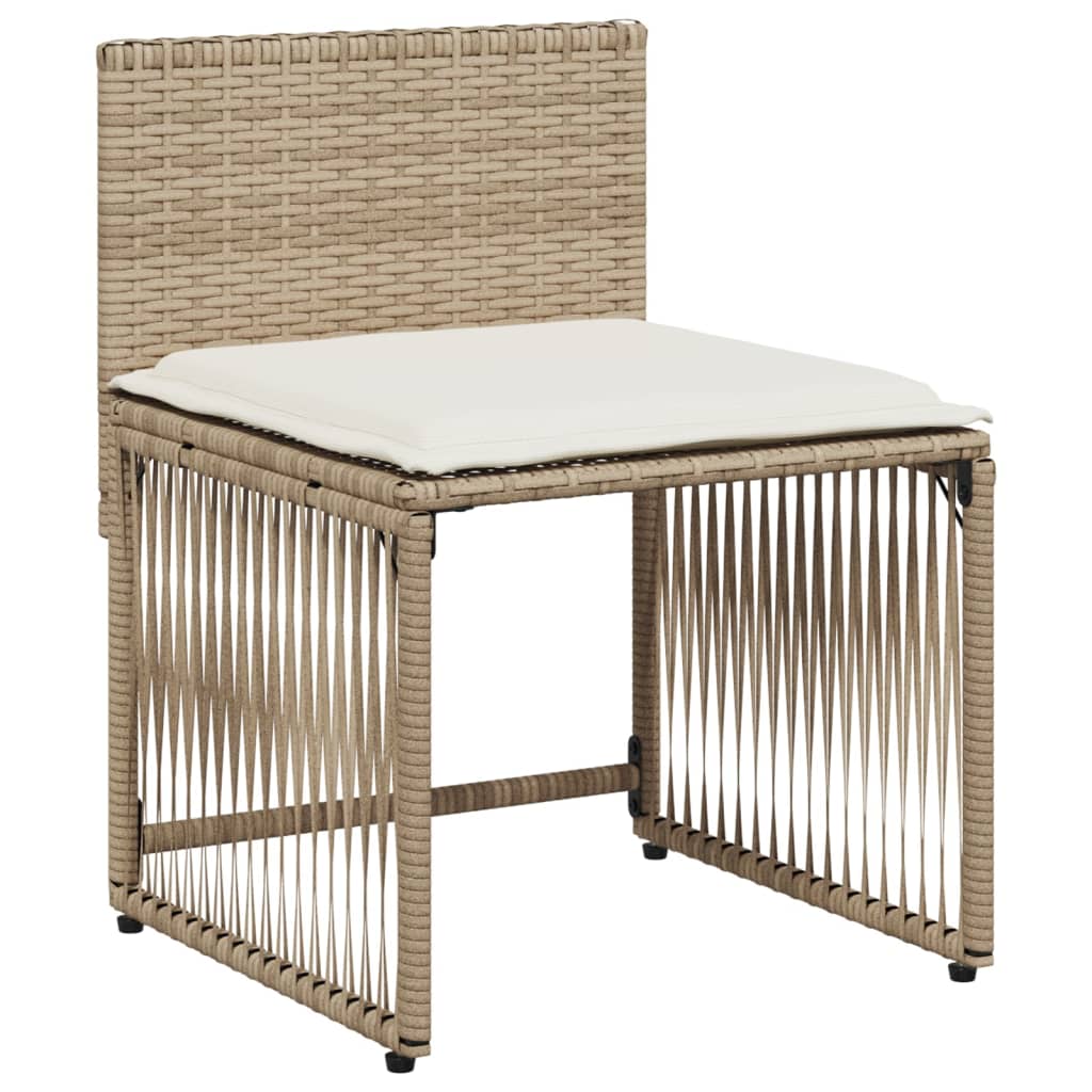 vidaXL 7-delige Tuinset met kussens poly rattan zwart