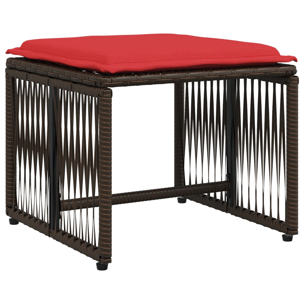 vidaXL 7-delige tuineetset met kussens bruin poly rattan