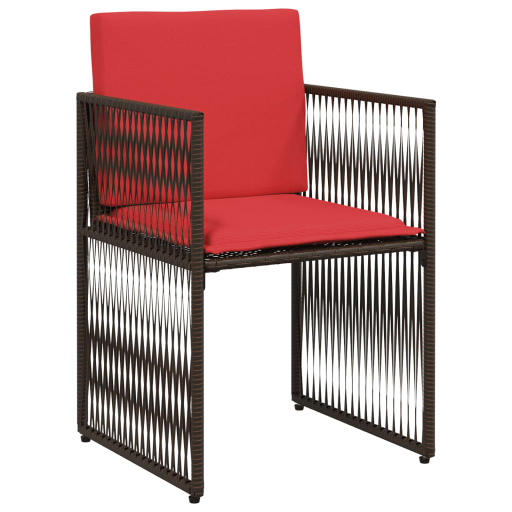 vidaXL 7-delige tuineetset met kussens bruin poly rattan