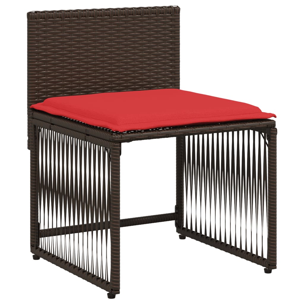 vidaXL 7-delige tuineetset met kussens bruin poly rattan