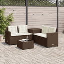 vidaXL L-Shaped Poly Rattan Garden Sofa with Table and Cushions Black