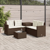 vidaXL L-Shaped Poly Rattan Garden Sofa with Table and Cushions Black