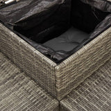vidaXL L-Shaped Poly Rattan Garden Sofa with Table and Cushions Black