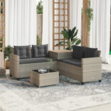 vidaXL L-Shaped Poly Rattan Garden Sofa with Table and Cushions Black