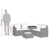 vidaXL Tuinbank met tafel en kussens L-vormig grijs poly rattan