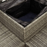vidaXL Tuinbank met tafel en kussens L-vormig grijs poly rattan